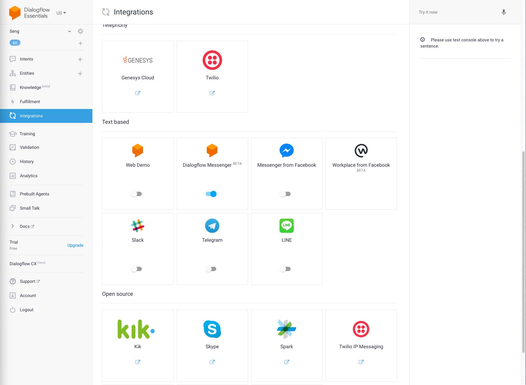 dialogflow translator bot